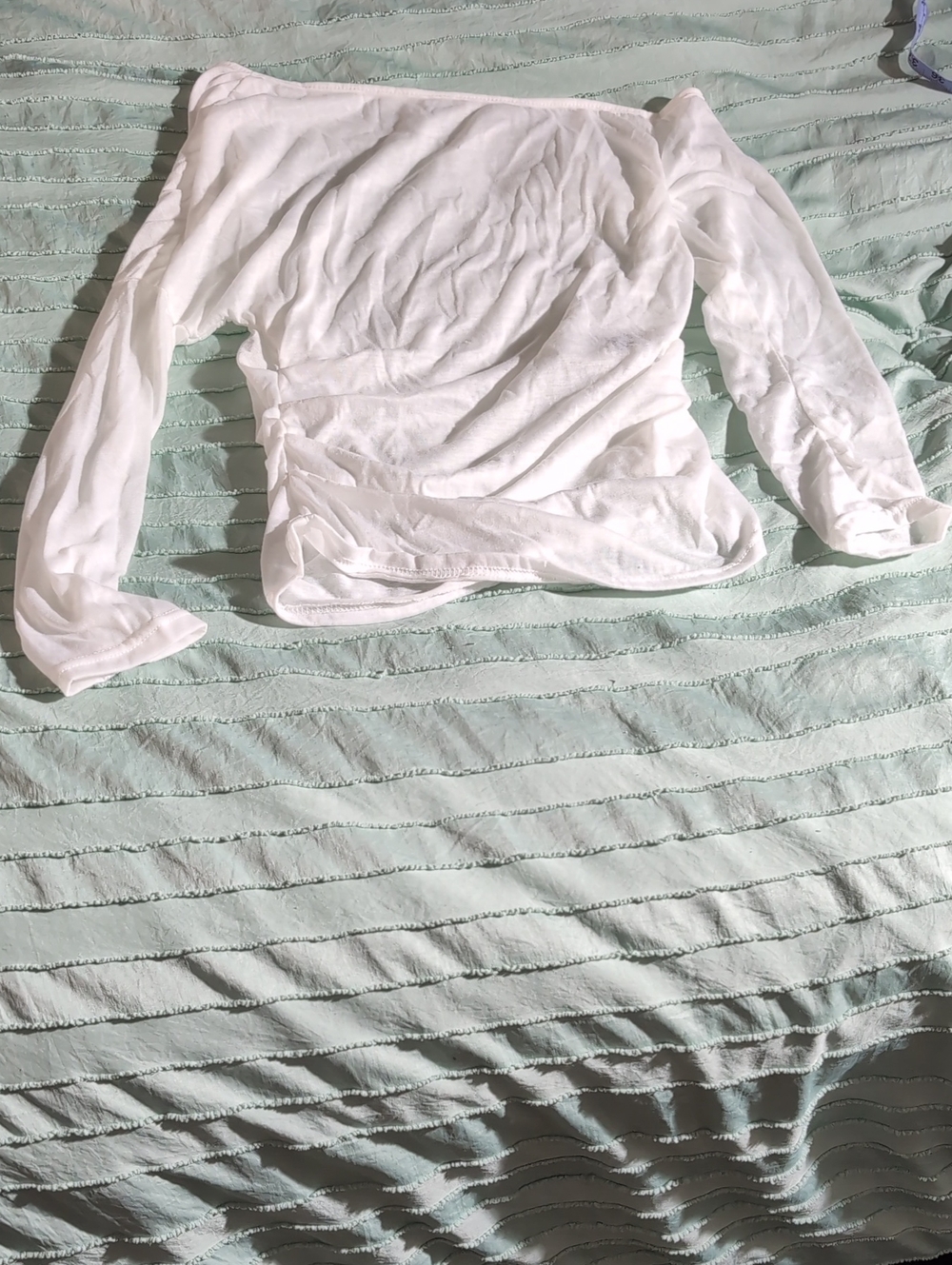 NWOT SHEIN XS White Drop Should Long Sleeve Shirt